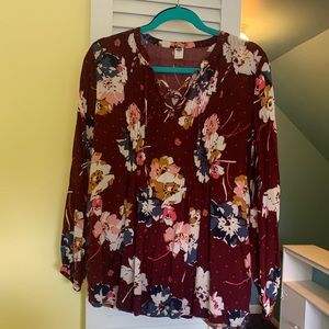Lace up floral top